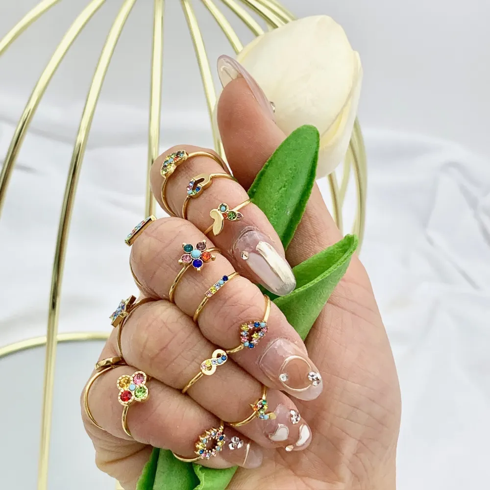 Mix Con Zirconia da Farange-60pz Anelli da Farange/Mignolo in A - AAR-103-AA1501-1515R