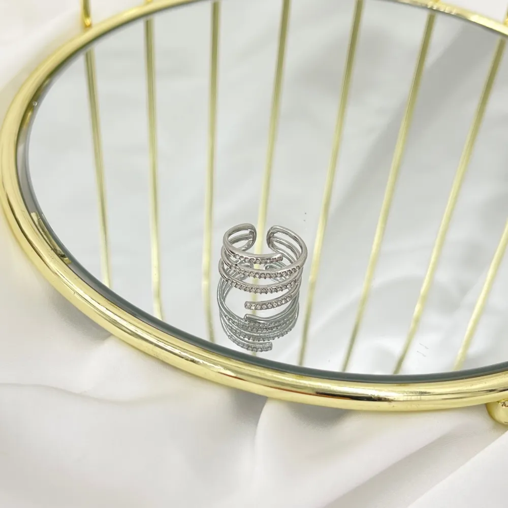 Multifili con Zirconia-Anello Regolabile in Acciaio - AAR-103-AA2493R