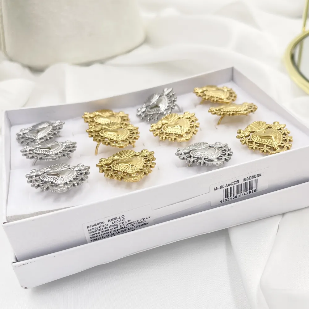 Sacro Cuore-Anello Regolabile in Acciaio - AAR-103-AA2706B