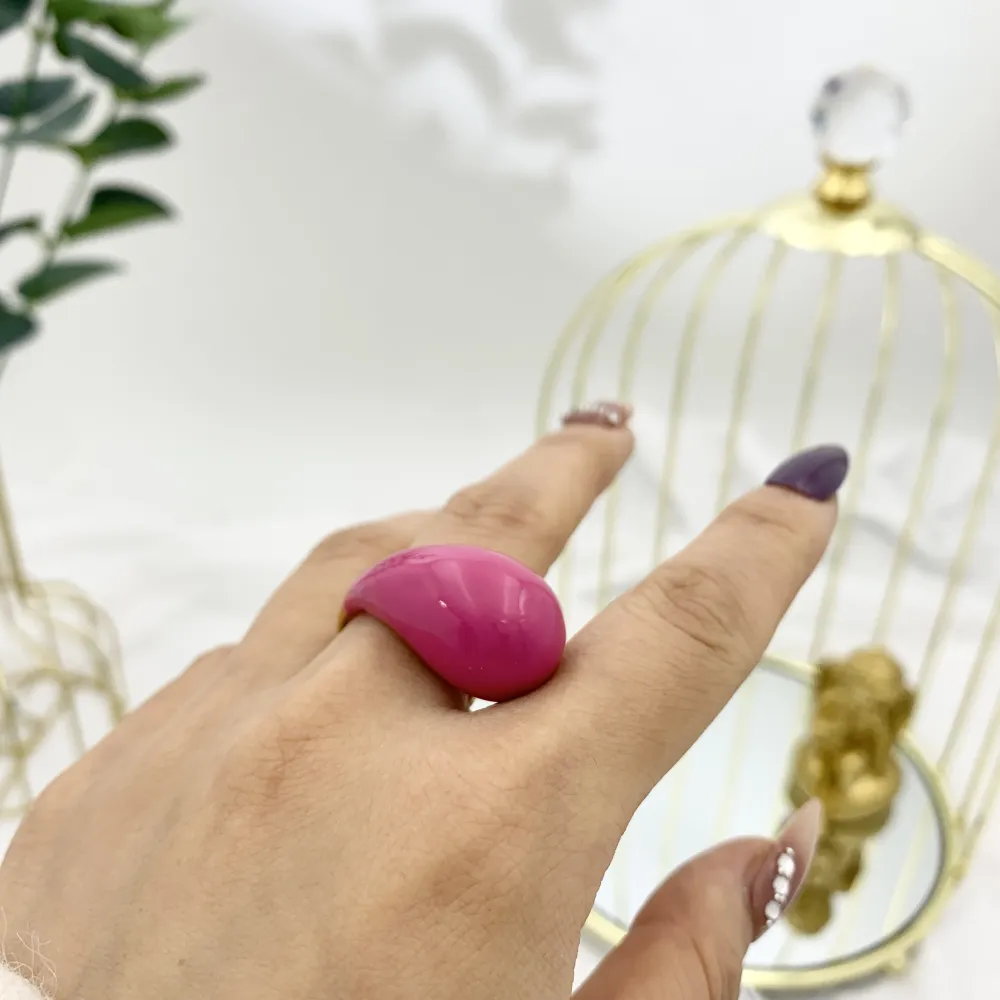 Goccia Smaltata-36pz Anelli Regolabili in Acciaio - AAR-103-AA3317R 36p