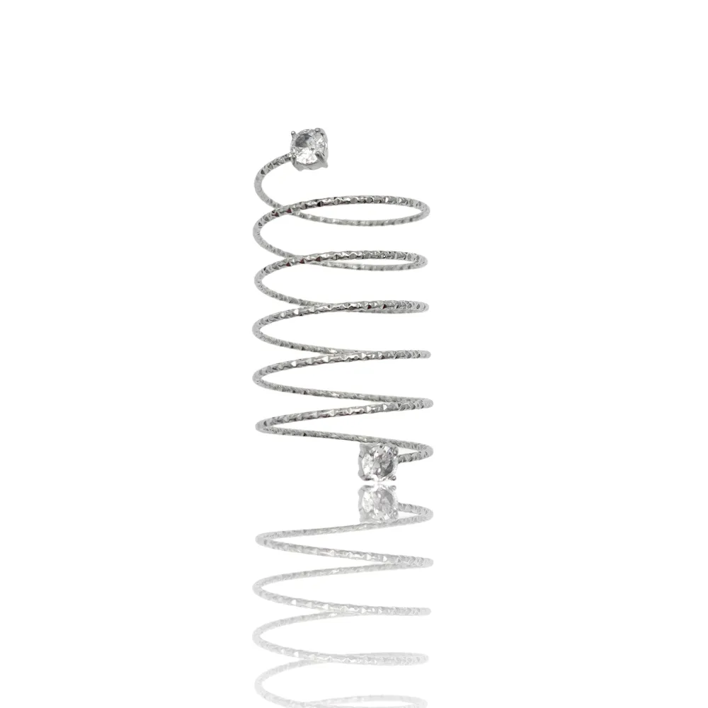 6 Fili a Molla con Punto Luce -Anello in Acciaio - AAR-103-AA4013R