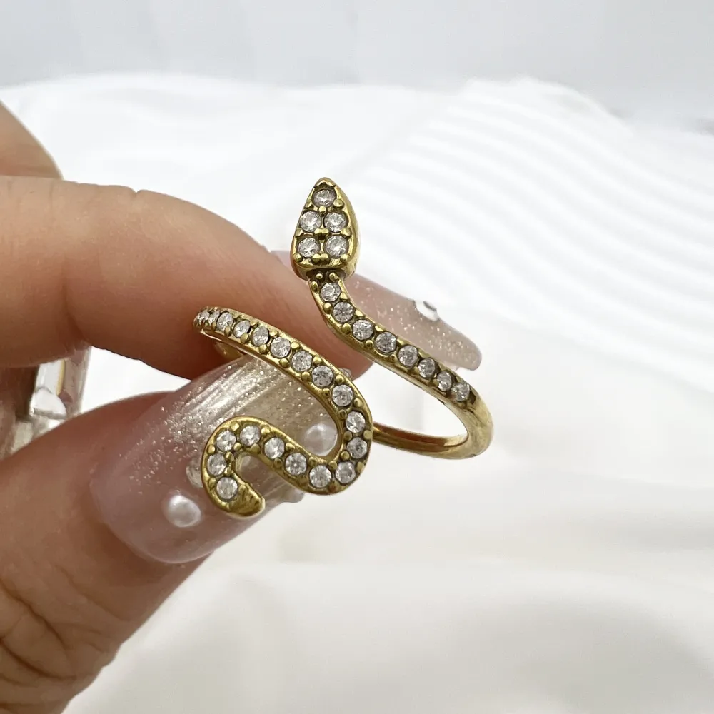 Serpente con Zirconia -Anello Regolabile in Acciaio - AAR-103-AA4478R