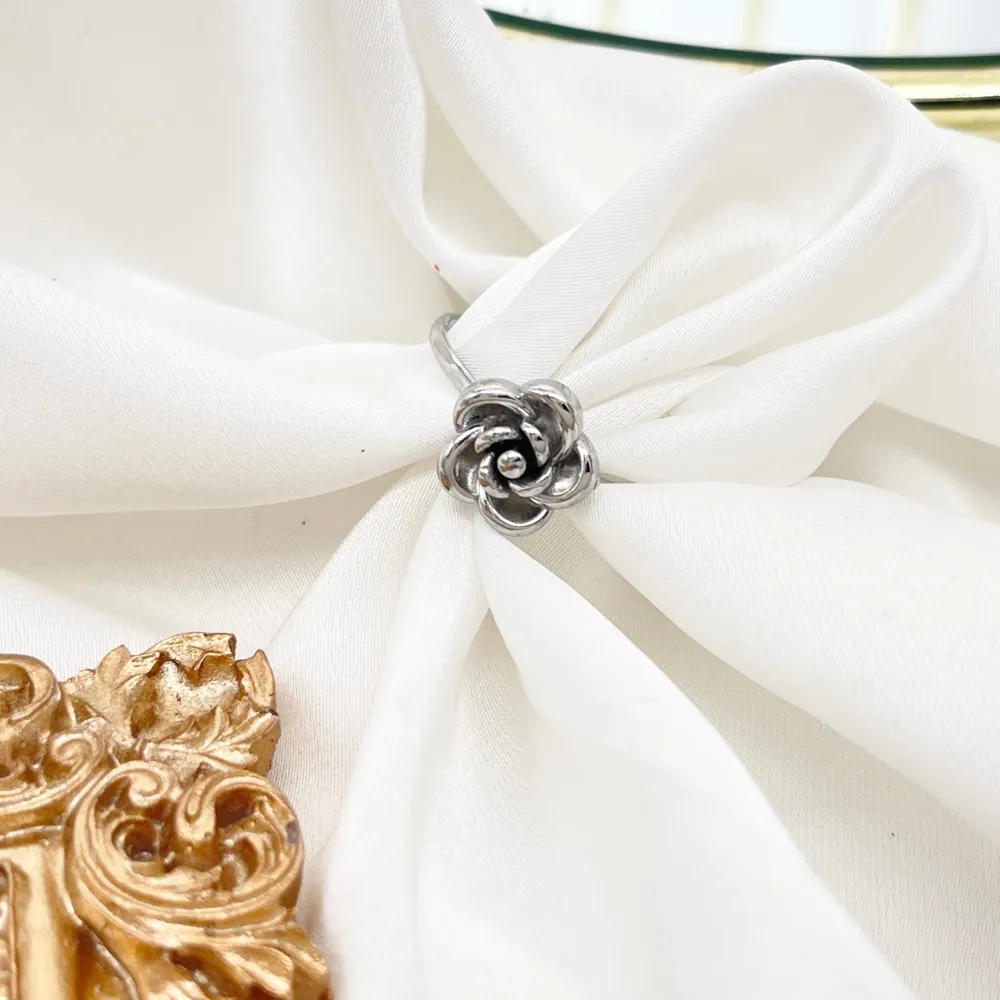 Fiore Rosa  -Anello Regolabile in Acciaio - AAR-103-AA5316R