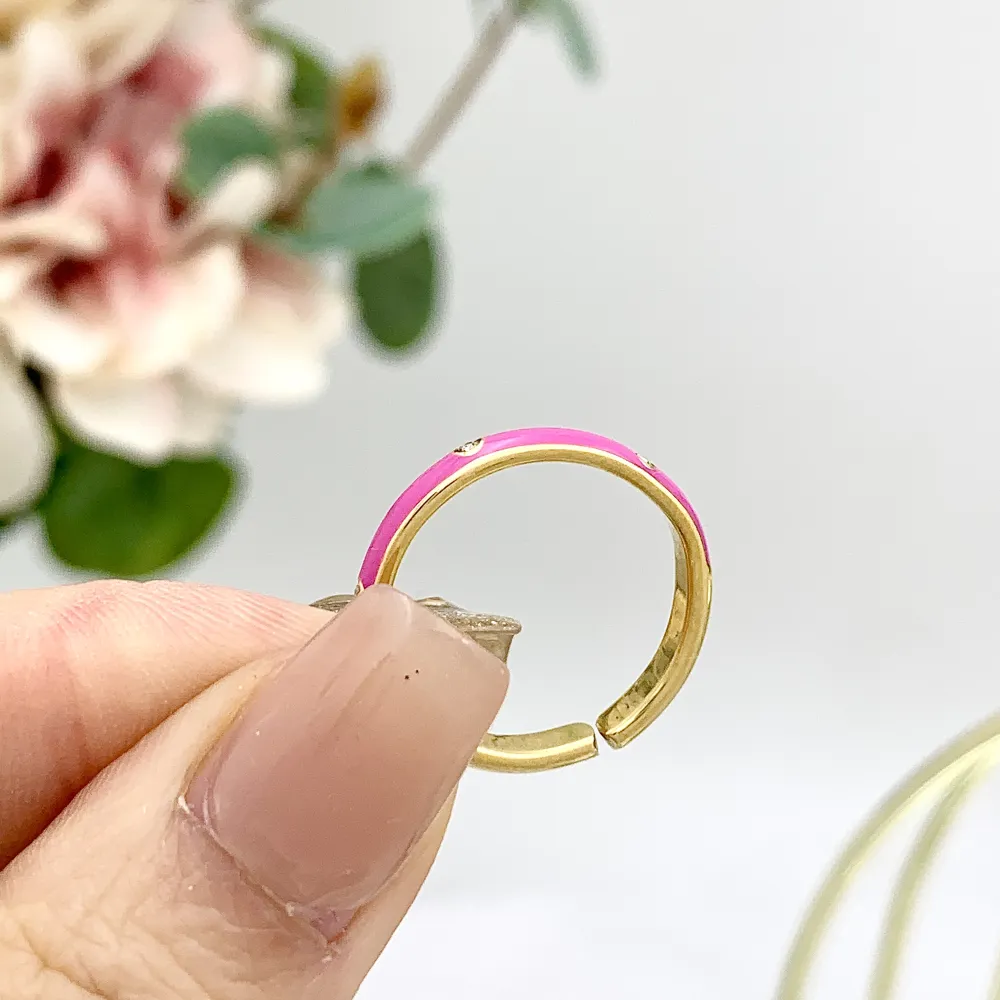 Smaltato con Punti Luci-36Pz Anelli Regolabili in Acciaio - AAR-103-AA583R