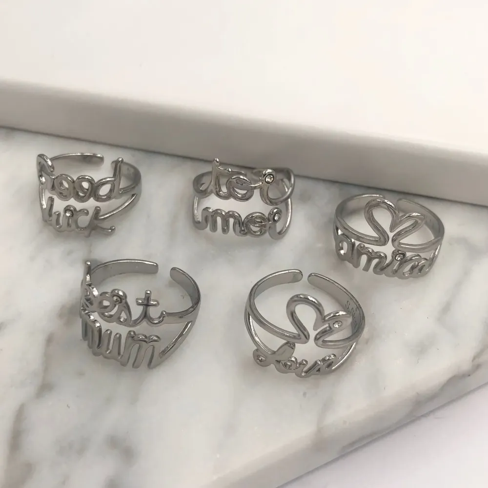 Scritte -36pz mix anelli regolabili in Acciaio - AAR104-A103