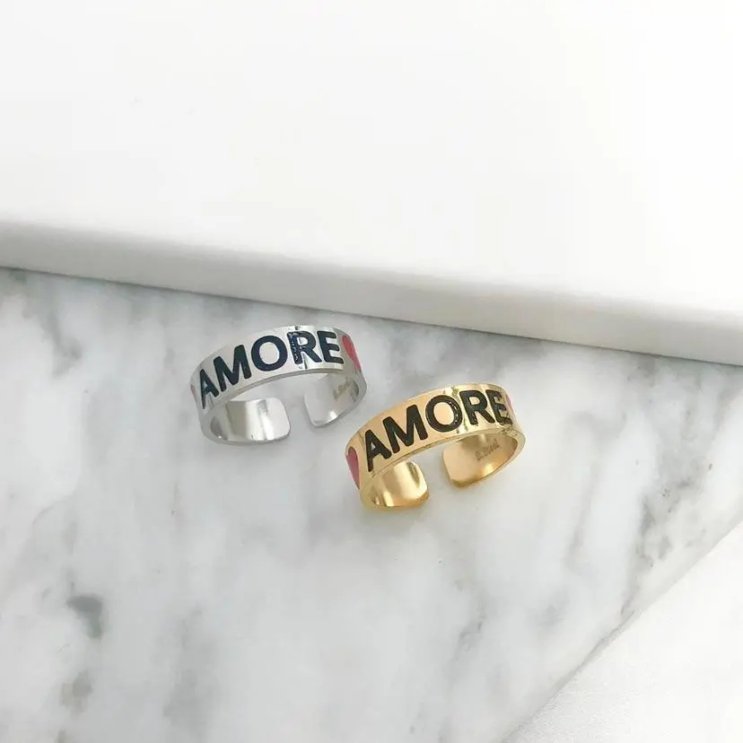 Scritte Smaltate-36Pz Anelli in Acciaio Regolabili - AAR413-736