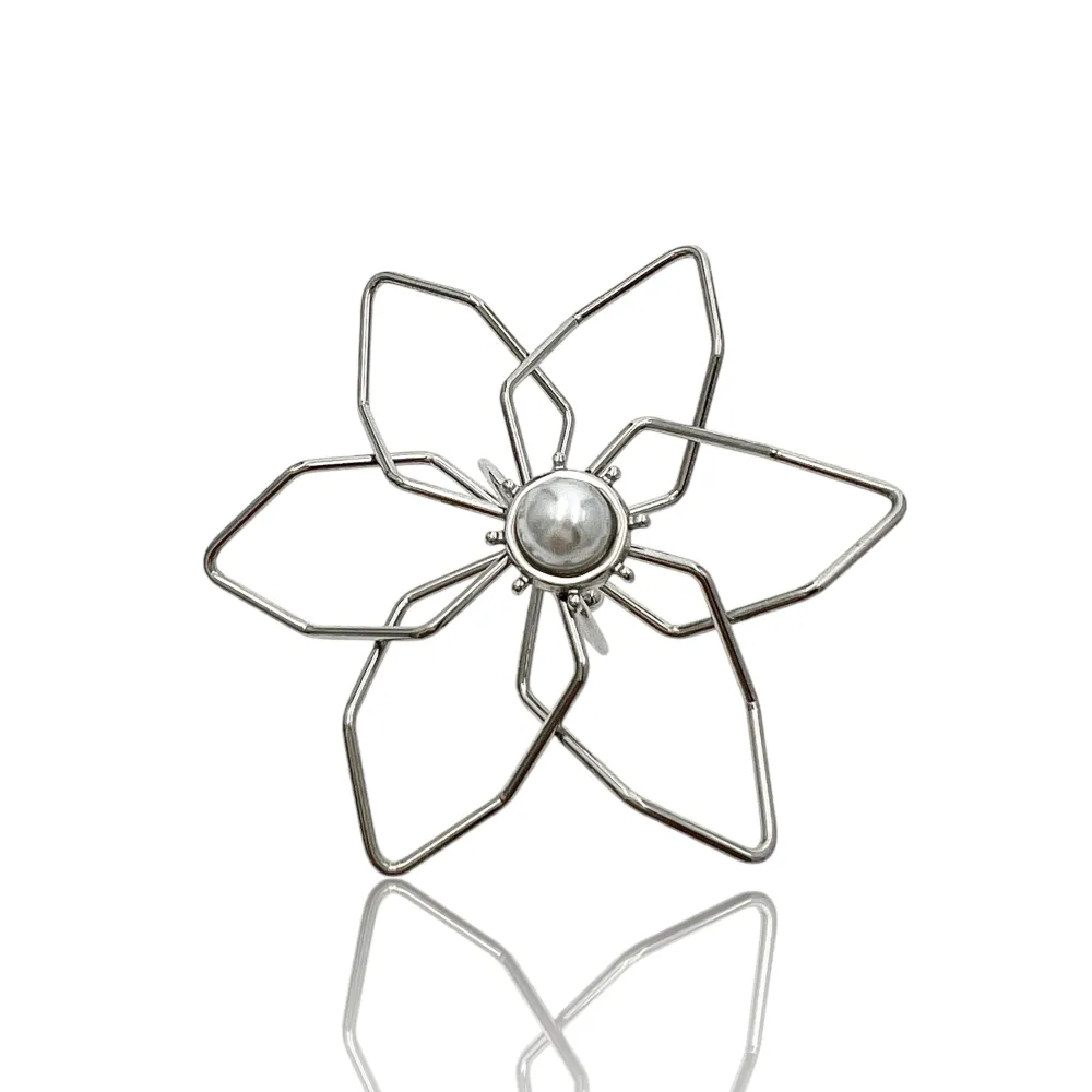 Fiore Grande con Perla-Anello Regolabile in Acciaio - AAR-759-07