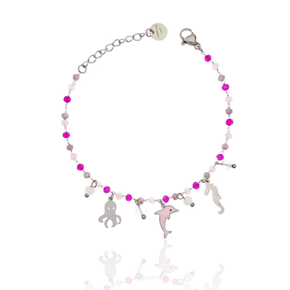 Mare Smaltato Stella Marina-Bracciale in Acciaio con Chiusura - BAC-103-AA154BS