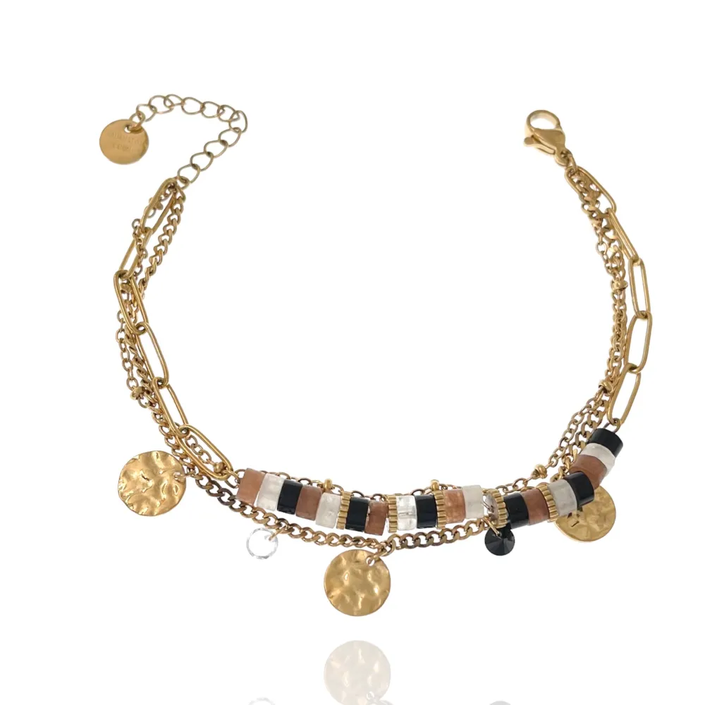 Multifili con Perline-Bracciale in Acciaio con Chiusura - BAC-103-AA1721B