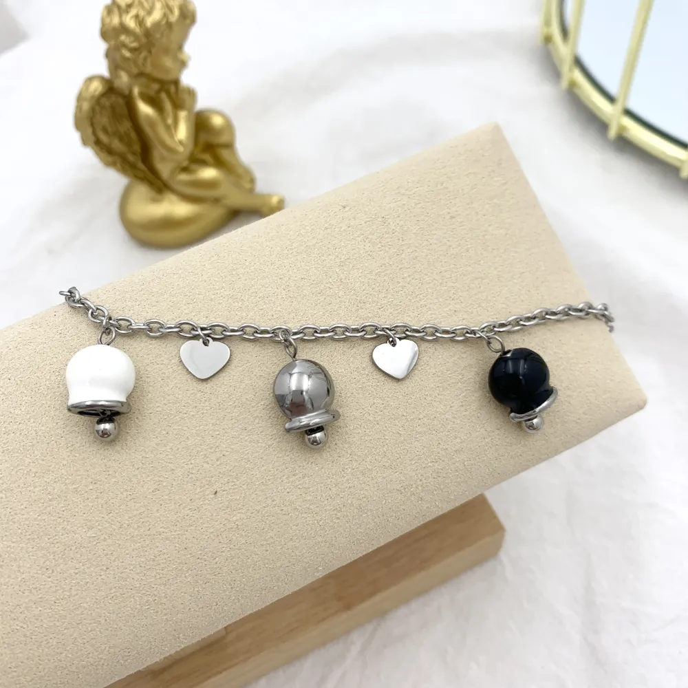 Campanello Smaltato-Bracciale in Acciaio con Chiusura - BAC-103-AA2076B