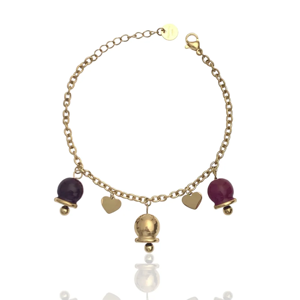 Campanello Smaltato-Bracciale in Acciaio con Chiusura - BAC-103-AA2076B