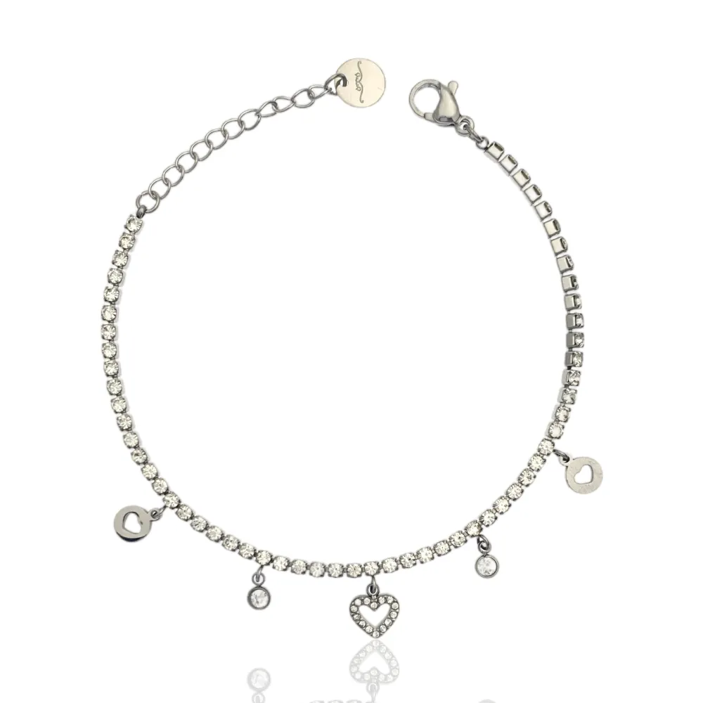Tennis con Cuore Vuoto-Bracciale in Acciaio - BAC-103-AA2523B Cuore Vuoto