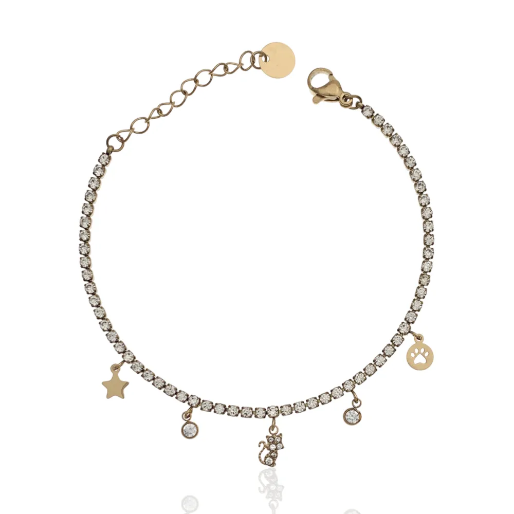 Tennis con Gatto-Bracciale in Acciaio - BAC-103-AA2537B Gatto