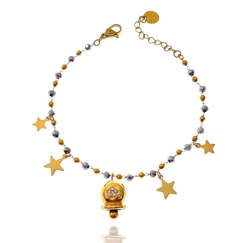 Campanello con Stella-Bracciale in Acciaio con Chiusura - BAC-103-AA2703B