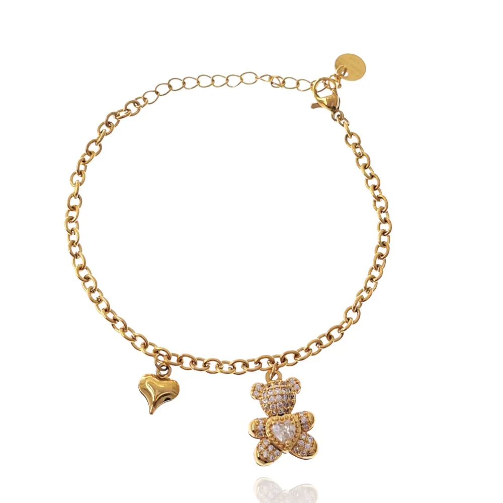 Orsetto-Bracciale in Acciaio con Chiusura - BAC-103-AA2717B