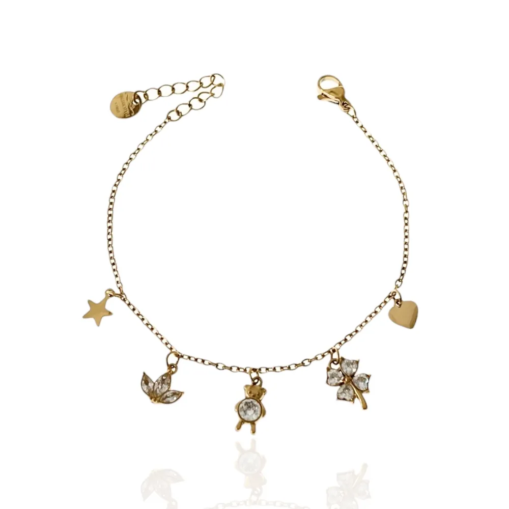 Orsetto Quadrifoglio -Bracciale in Acciaio con Chiusura - BAC-103-AA2781B