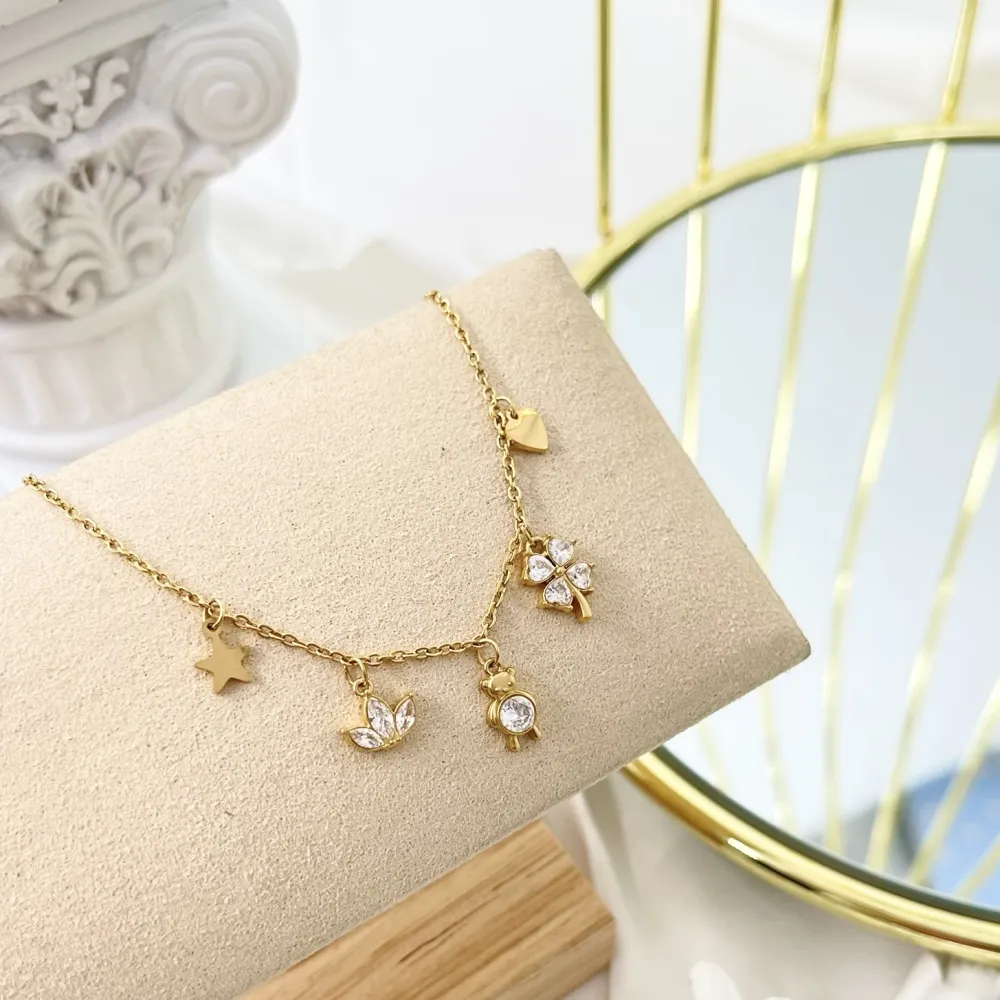 Orsetto Quadrifoglio -Bracciale in Acciaio con Chiusura - BAC-103-AA2781B