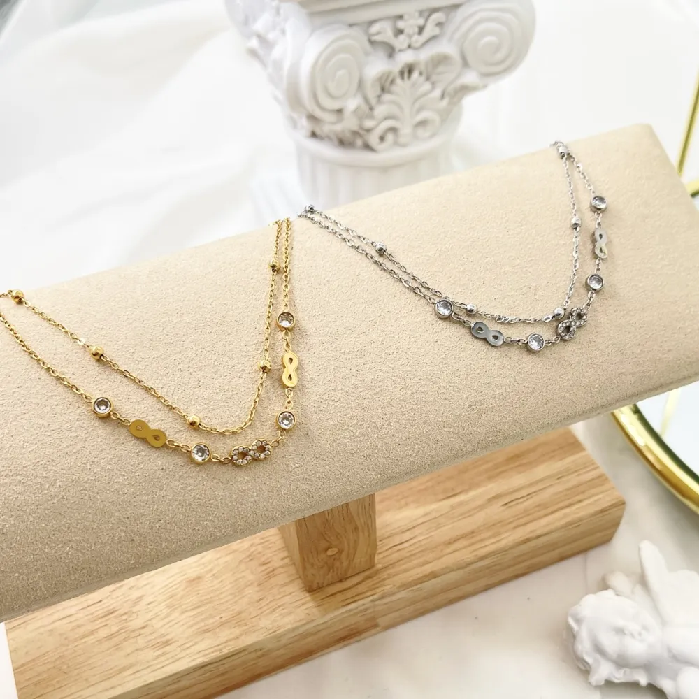 Doppio con Infinito-Bracciale in Acciaio con Chiusura - BAC-103-AA3457B