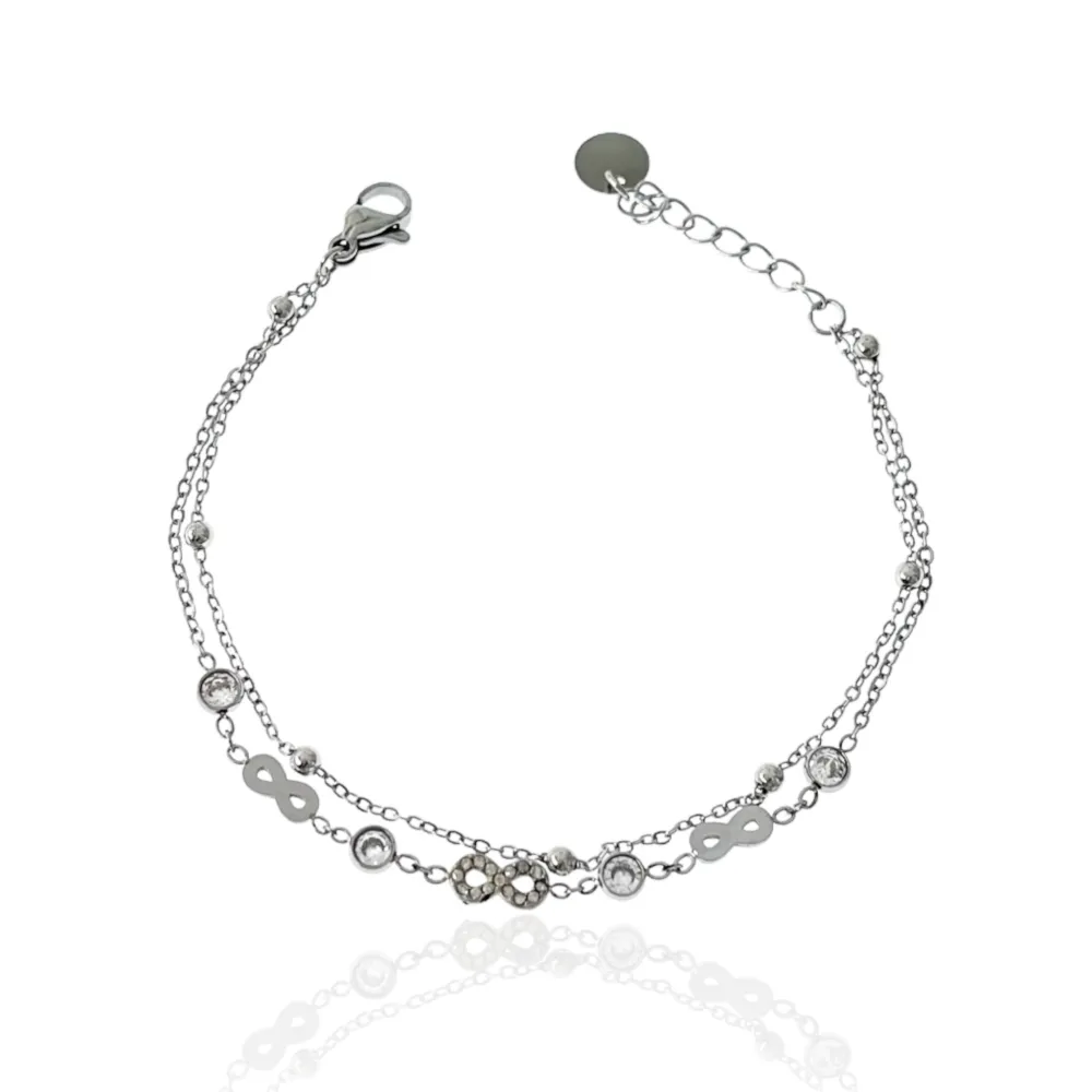 Doppio con Infinito-Bracciale in Acciaio con Chiusura - BAC-103-AA3457B