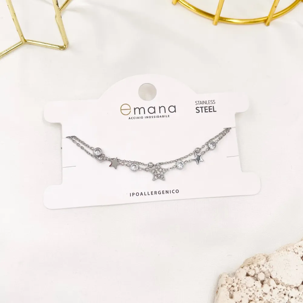 Doppio con la Stella-Bracciale in Acciaio - BAC-103-AA3461B