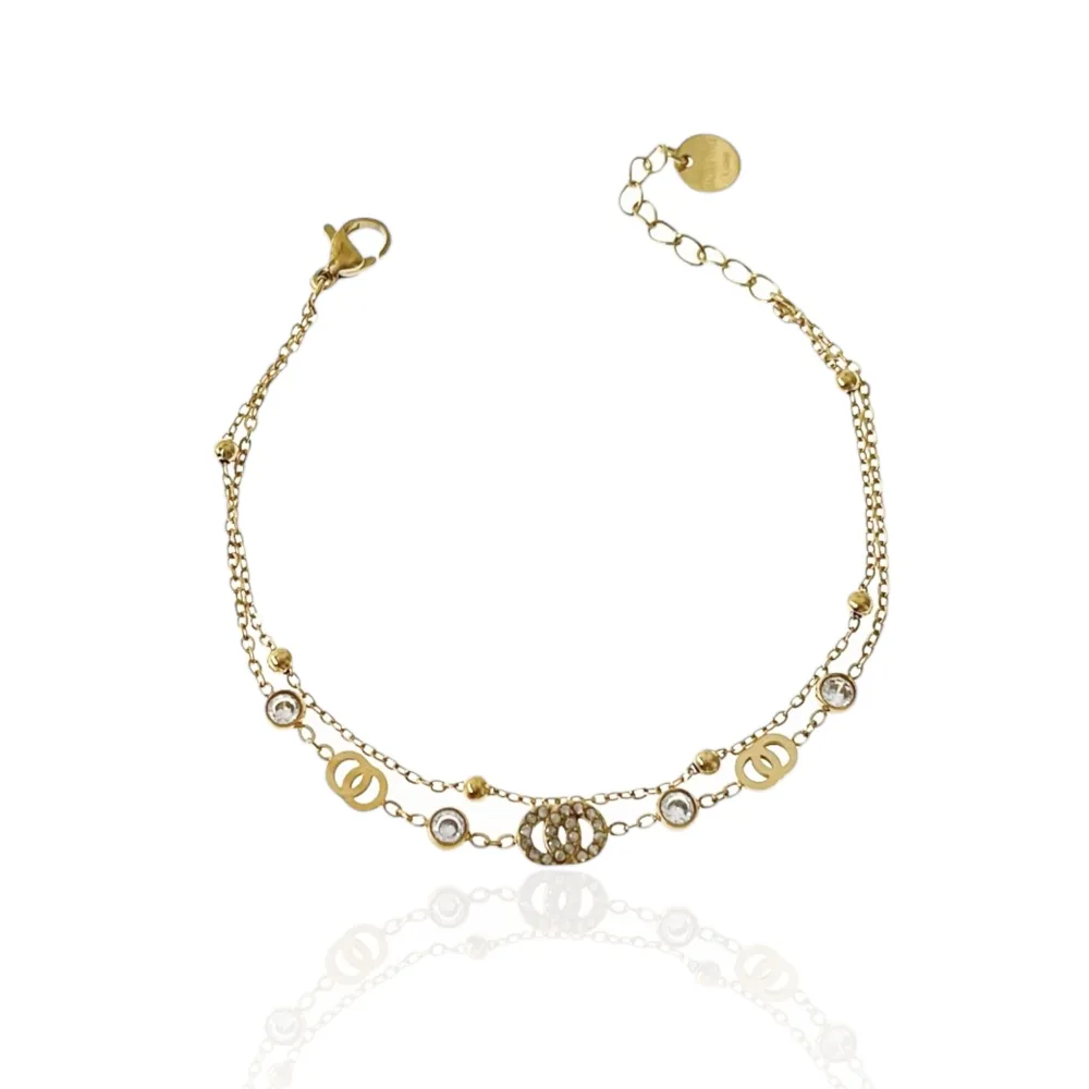 Doppio Cerchio--Bracciale in Acciaio con Chiusura - BAC-103-AA3465B