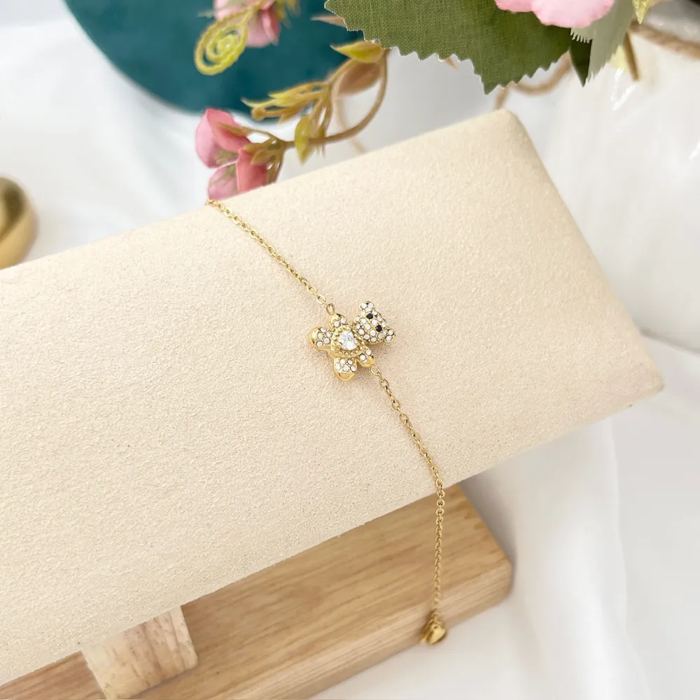 Orsetto con Cuore-Bracciale in Acciaio - BAC-103-AA4187B