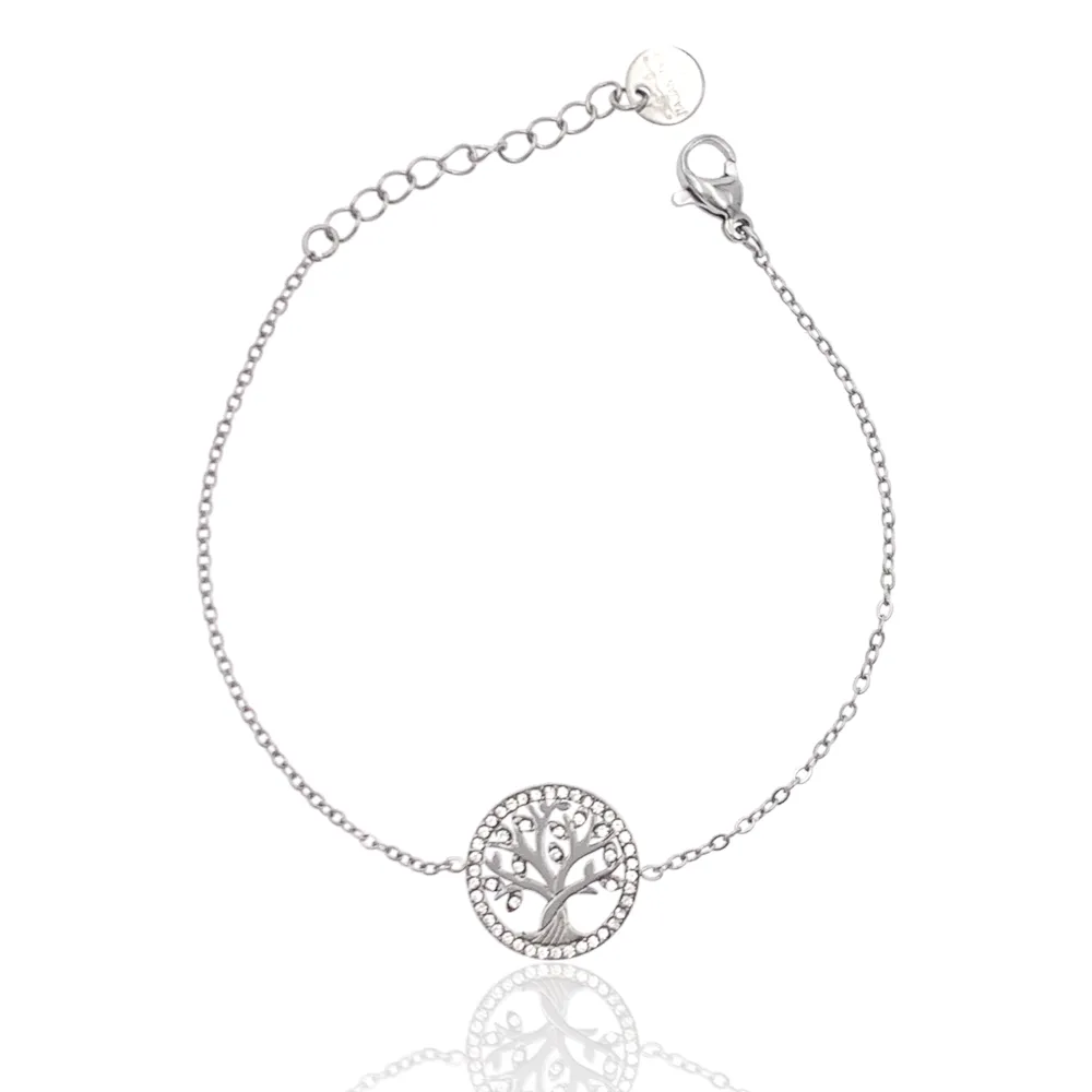 Albero della Vita con Zirconia-Bracciale in Acciaio con Chiusura - BAC-103-AA4302B