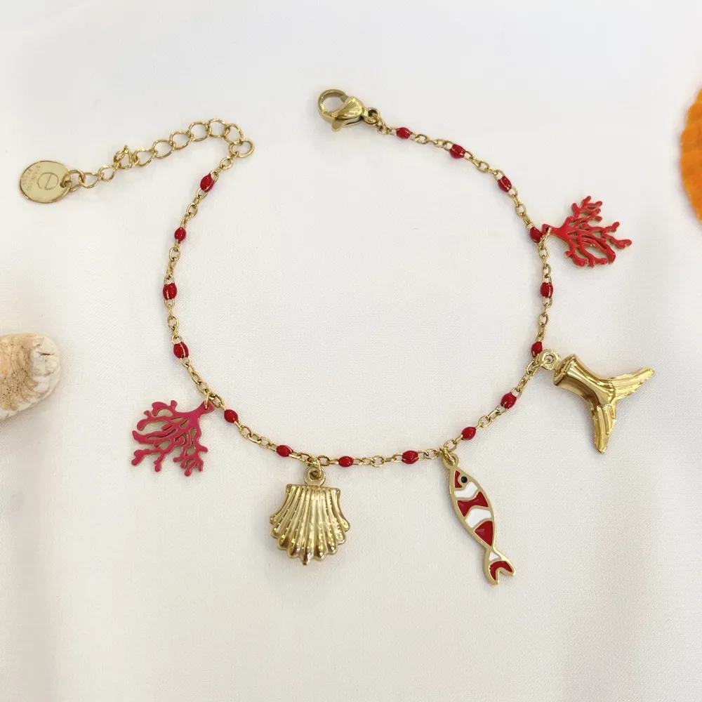 Mare Conchiglia Stella Marina Pesce-Bracciale in Acciaio - BAC-103-AA5138BB