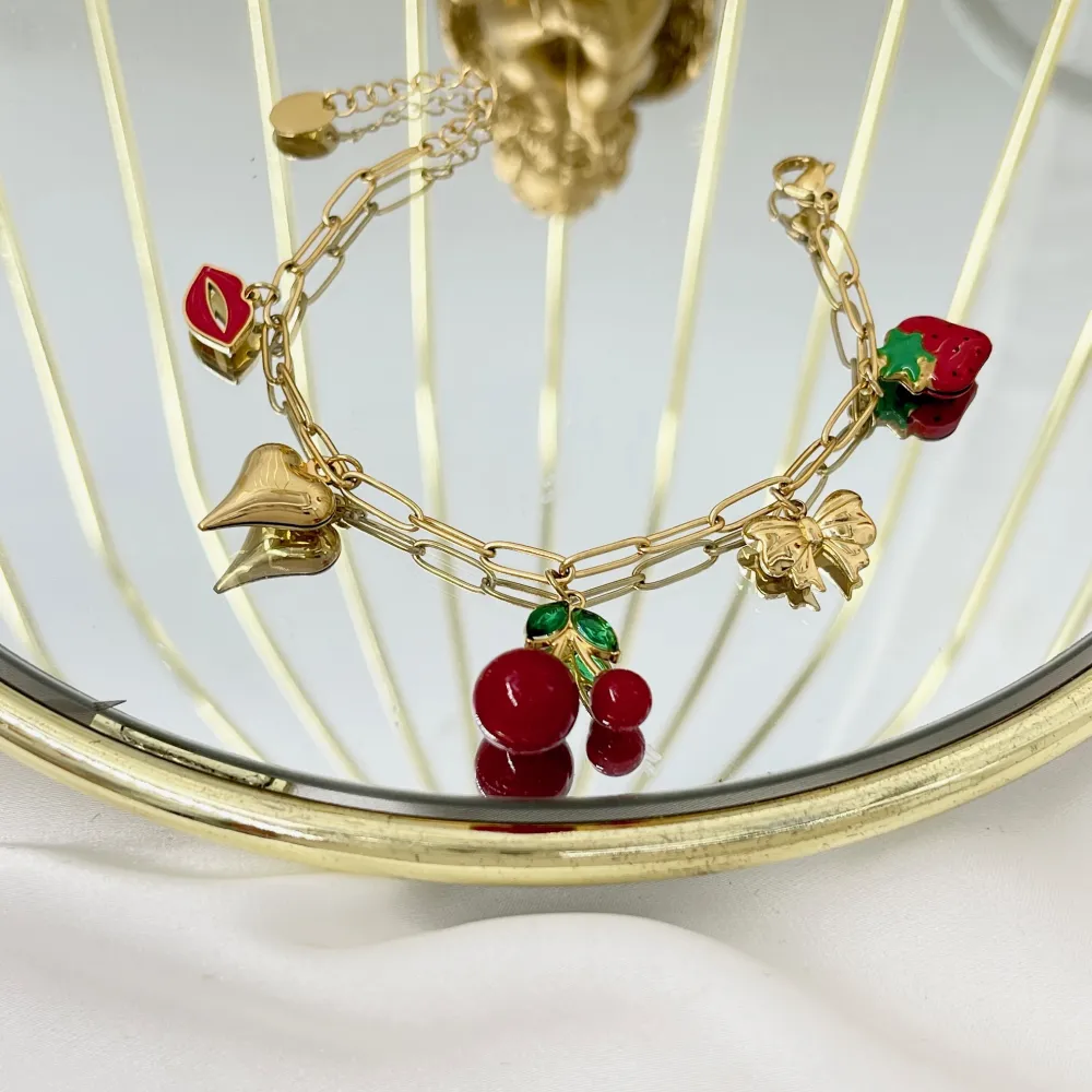 Ciliegia Cuore Bocca-Bracciale in Acciaio - BAC-103-AA5142B