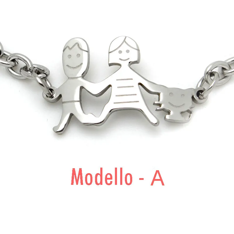 BAC1110-Bracciale Happy Family - Bracciale in Acciaio - BAC1110-Bracciale Happy Family - Bracciale in Acciaio
