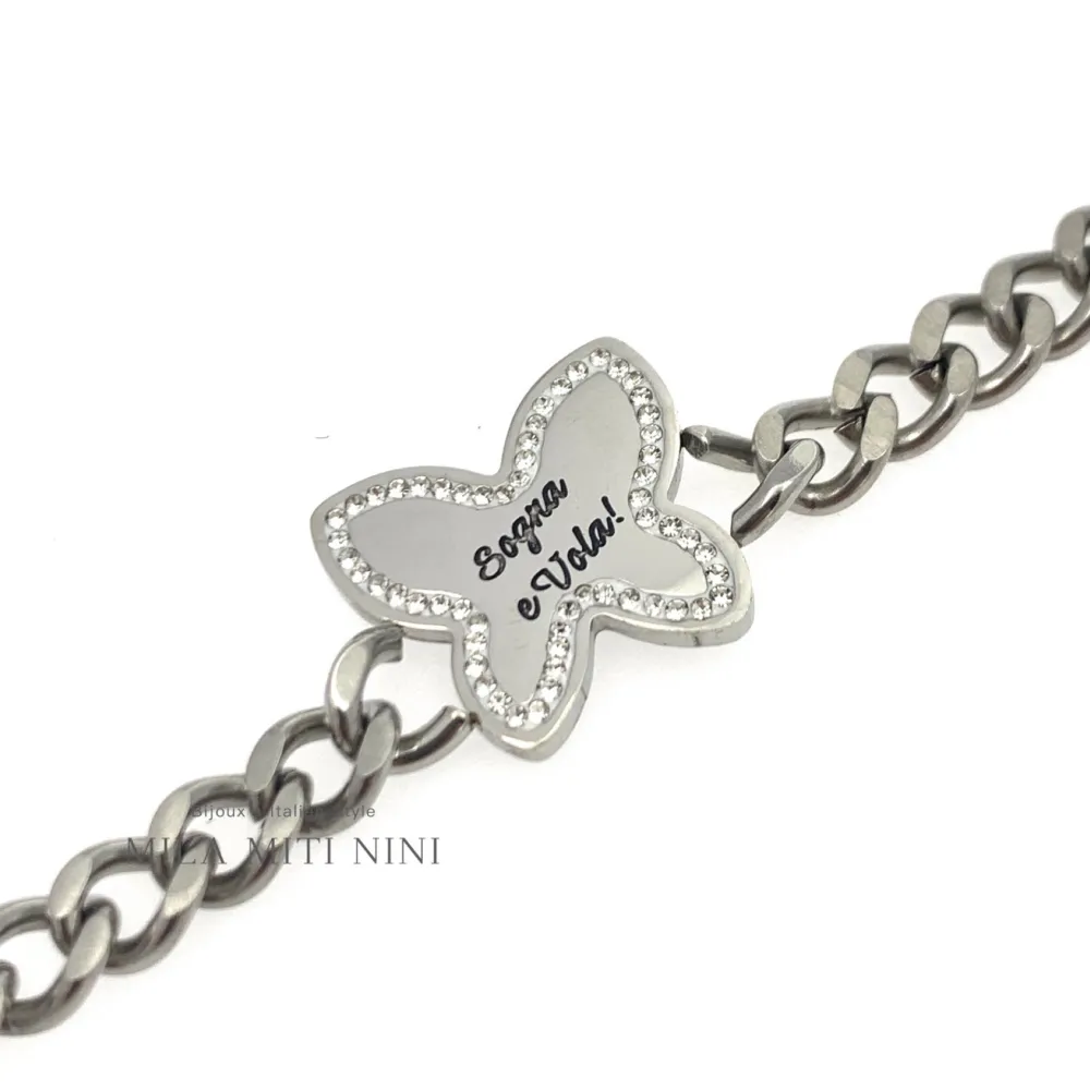 Farfalla Sogna e Vola -Bracciale in Acciaio con Chiusura - BAC-413-1380