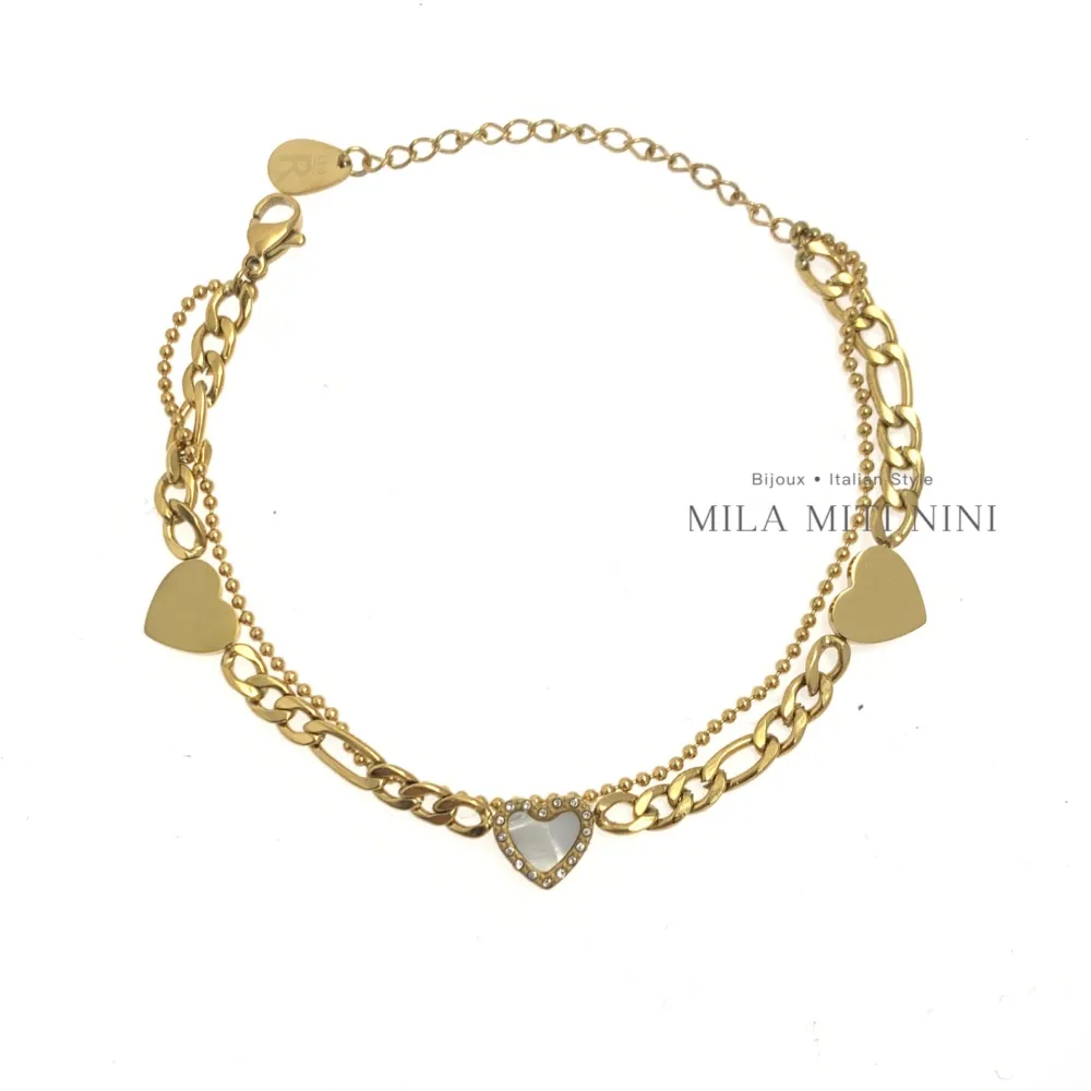 Doppio con Cuore-Bracciale in Acciaio con Chiusura - BAC-413-1501