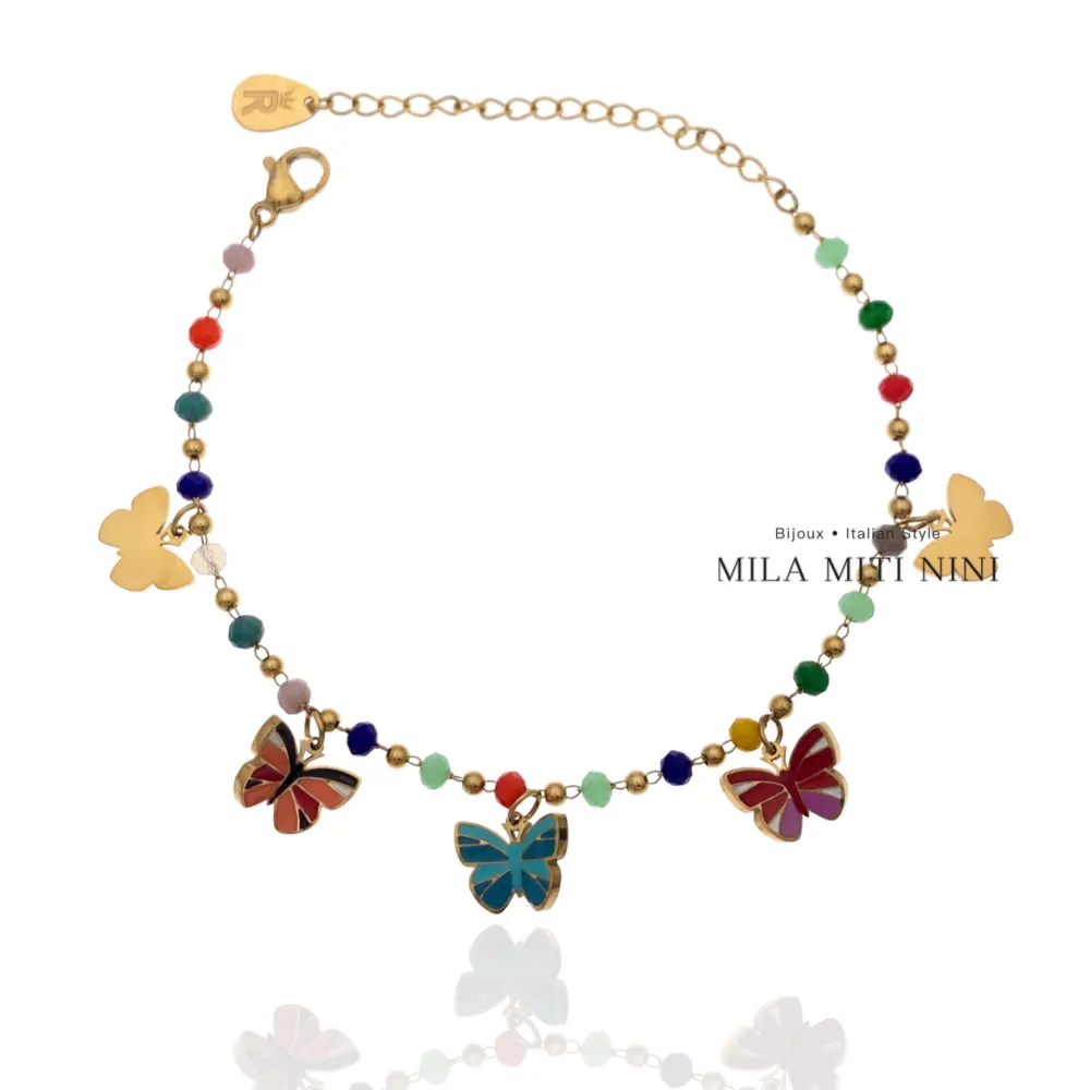 Farfalla Smaltata-Bracciale in Acciaio con Chiusura - BAC-413-1821