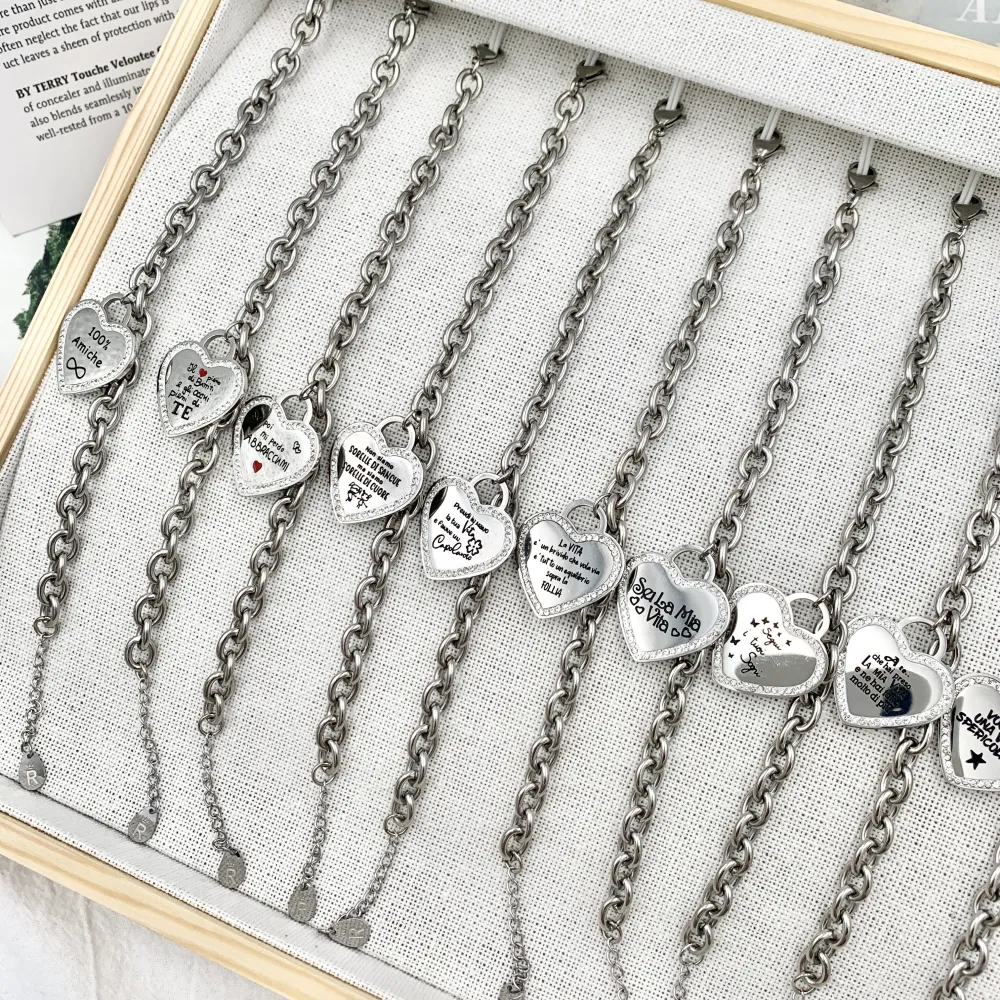 Dillo alla luna può darsi..-Bracciale con Scritte in Acciaio - BAC-413-1837