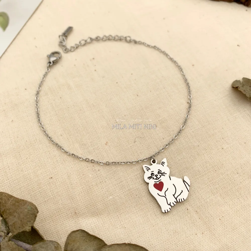 BAC413-2398-Gatto-Bracciale in Acciaio - BAC413-2398