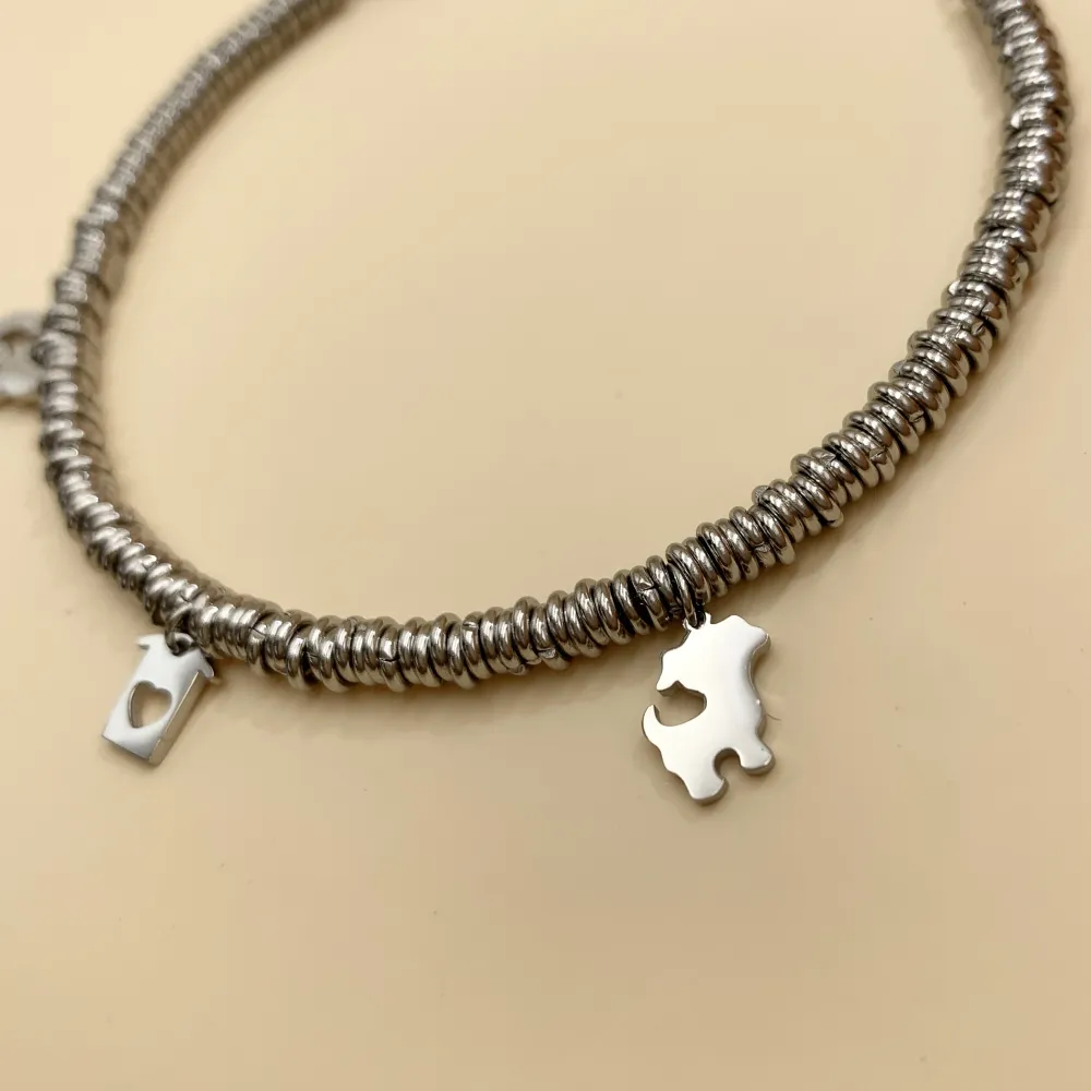 BAC7472-Cane Gatto Casetta -Bracciale in Acciaio - BAC-413-315-383