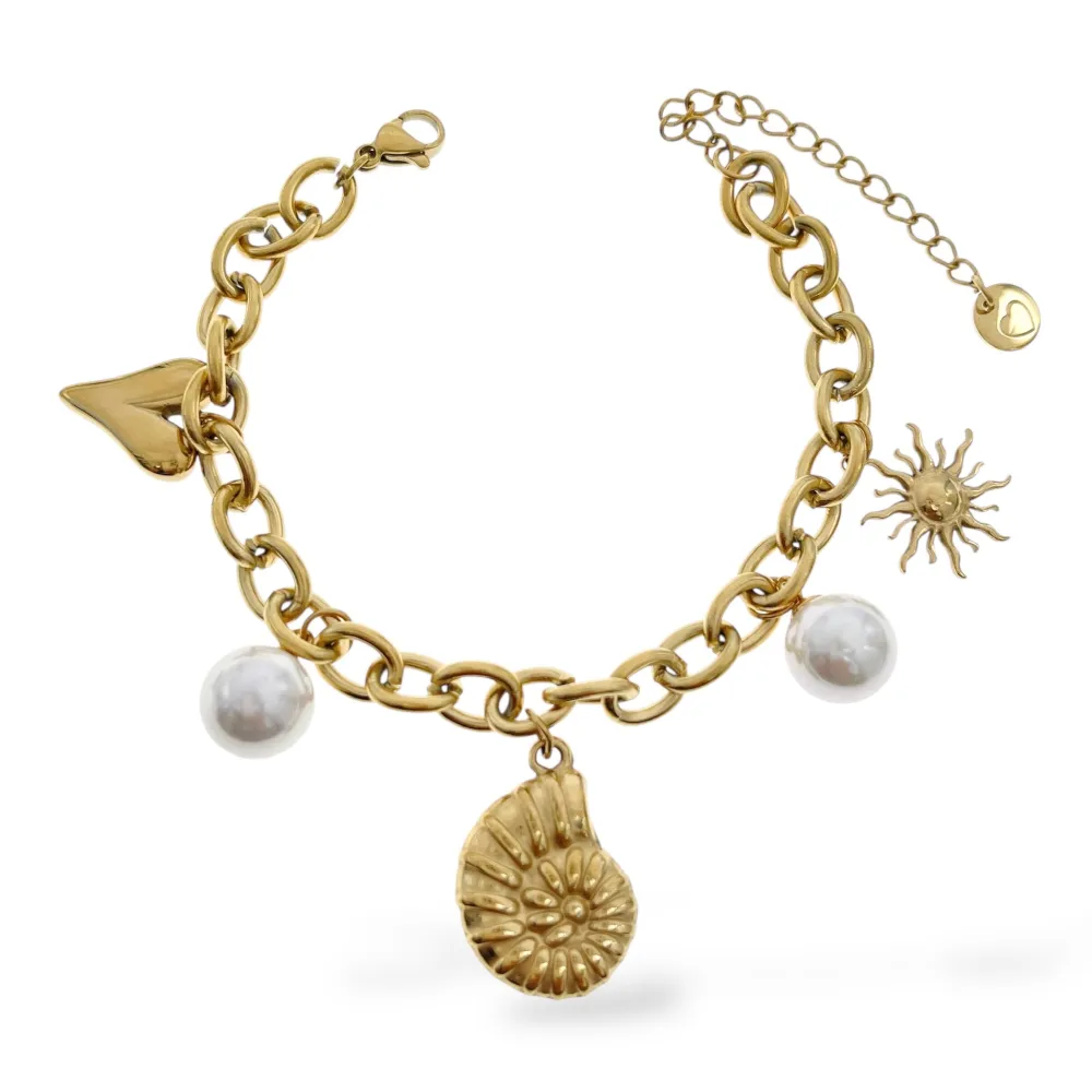 Mare Conchiglia Cuore Sole-Bracciale in Acciaio - BAC-413-3478