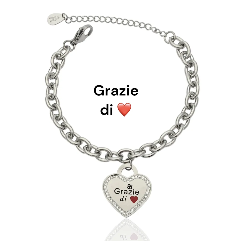 Grazie di Cuore-Bracciale in Acciaio con Chiusura - BAC-413-404 Grazie