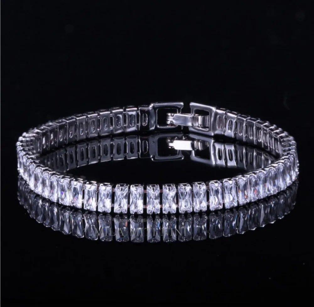 Tennis Rettangolare-Bracciale in Acciaio con Chiusura - BAC-600-B144A