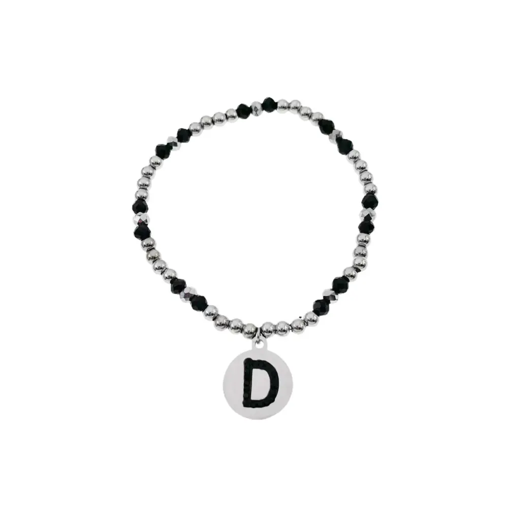 BAE2909-Iniziale con Strass - Bracciale Elastico in Acciaio - BAE2909-Iniziale con Strass - Bracciale Elastico in Acciaio