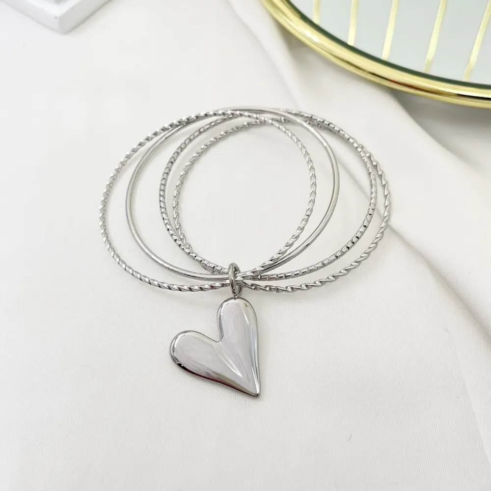 Cuore-Bracciali Multifili Rigidi in Acciaio - BAR-103-AA3366B