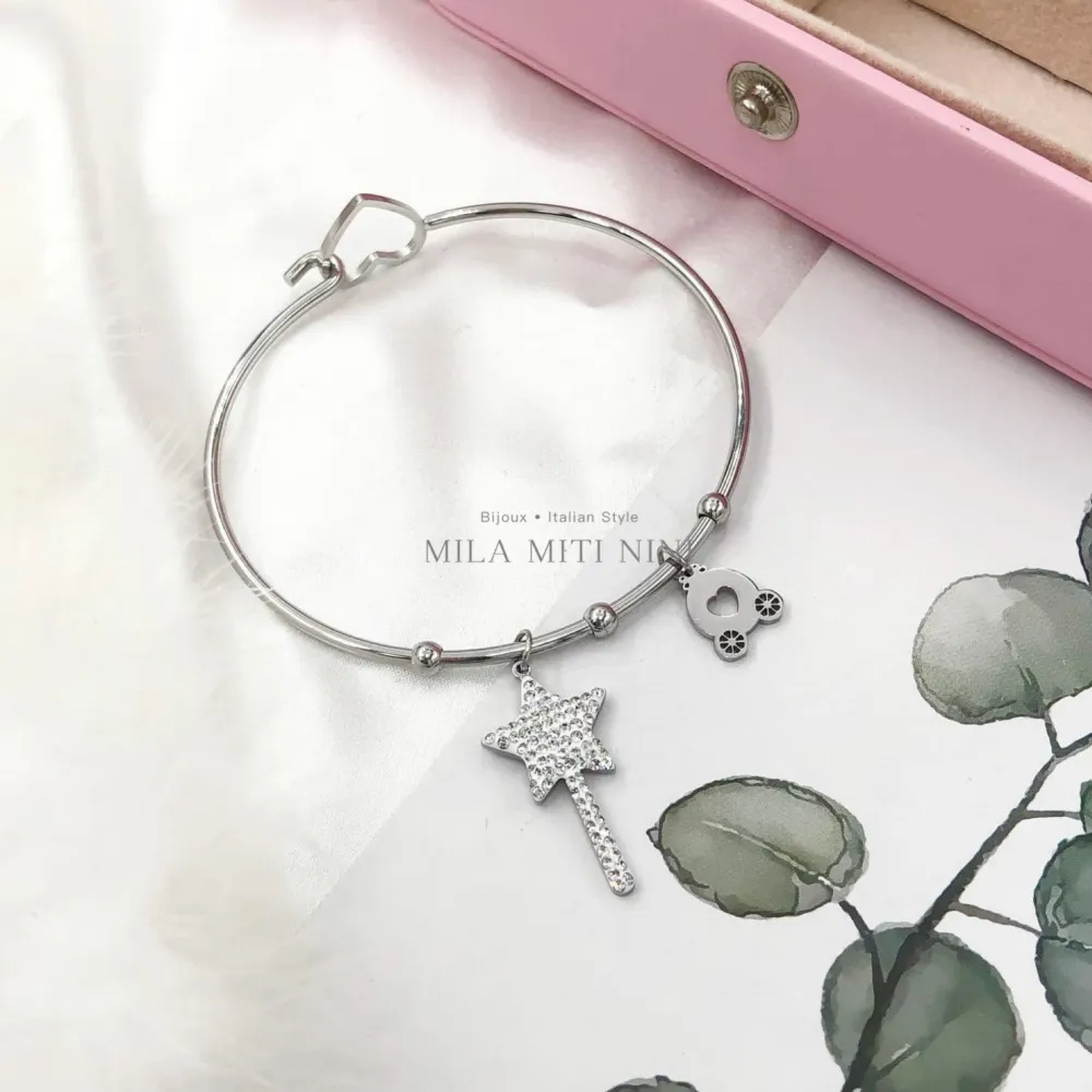 Pendenti Mix con Strass-12pz Bracciali Rigidi in Acciaio - BAR413-418