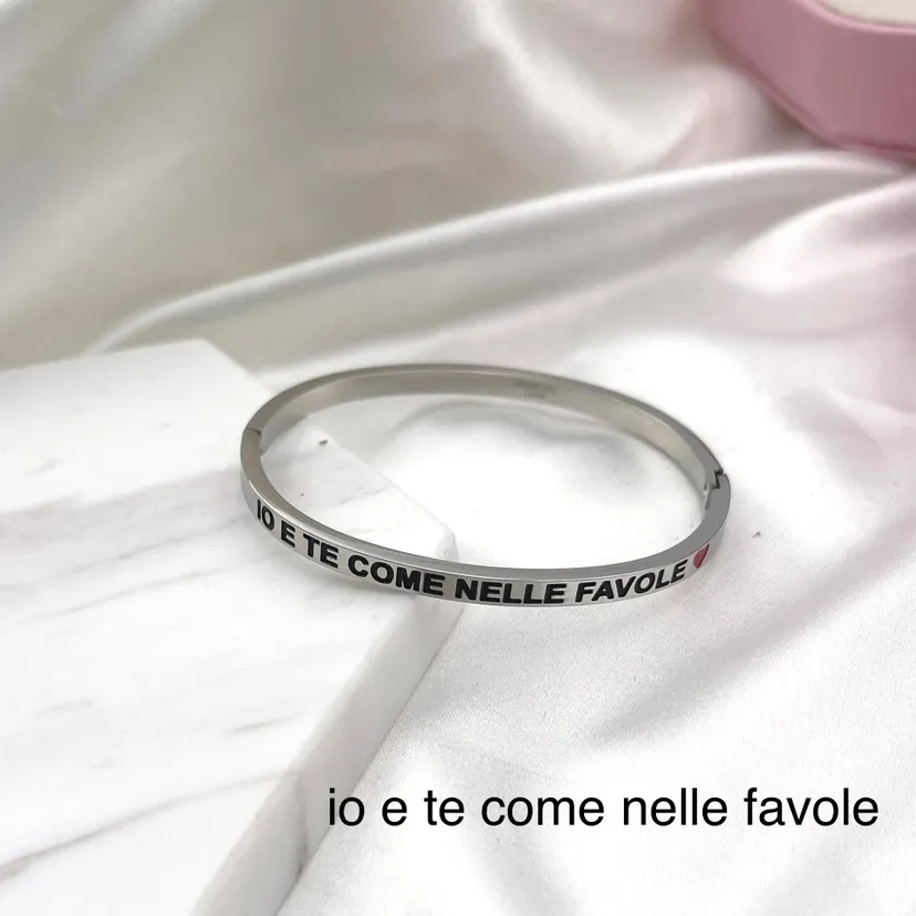 Bracciale Rigido con le Frasi in Acciaio - BAR-413-B60 082#