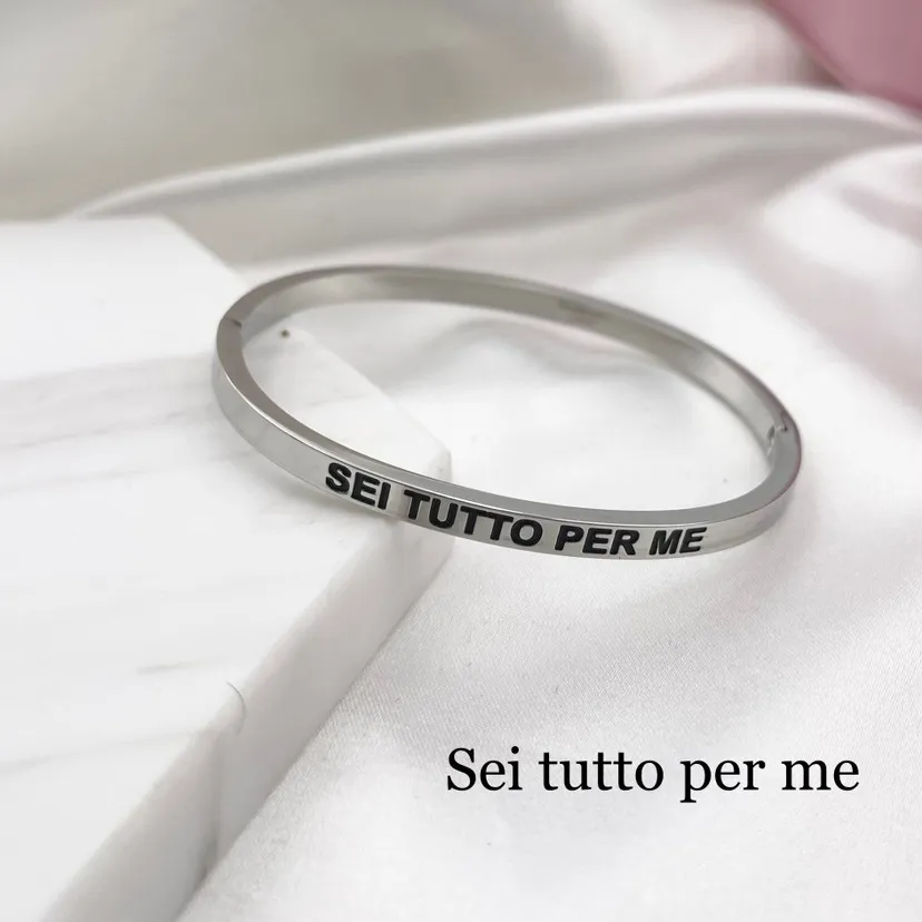 Bracciale Rigido con le Frasi in Acciaio - BAR-413-B60 085#