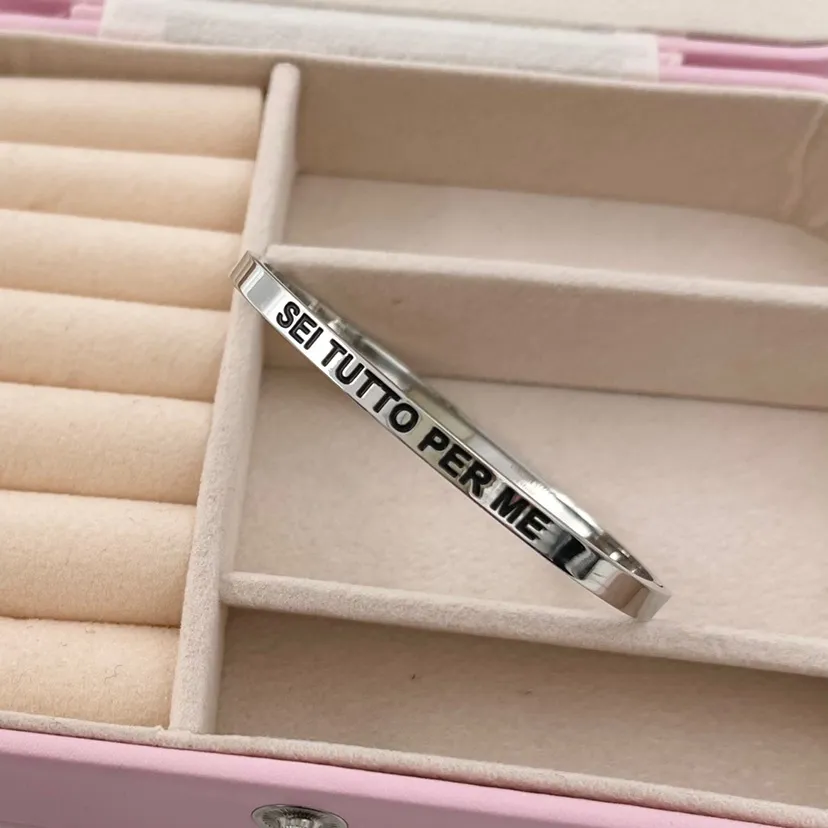 Bracciale Rigido con le Frasi in Acciaio - BAR-413-B60 085#
