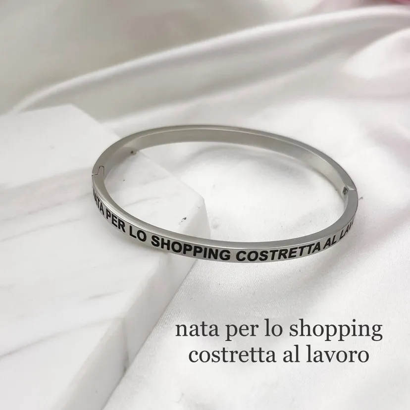 Bracciale Rigido con le Frasi in Acciaio - BAR-413-B60 086#