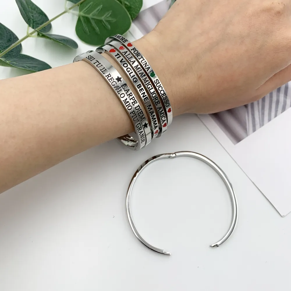 Bracciale rigido con le frasi da 1 a 27-Bracciale in Acciaoo - BAR-413-B60-1