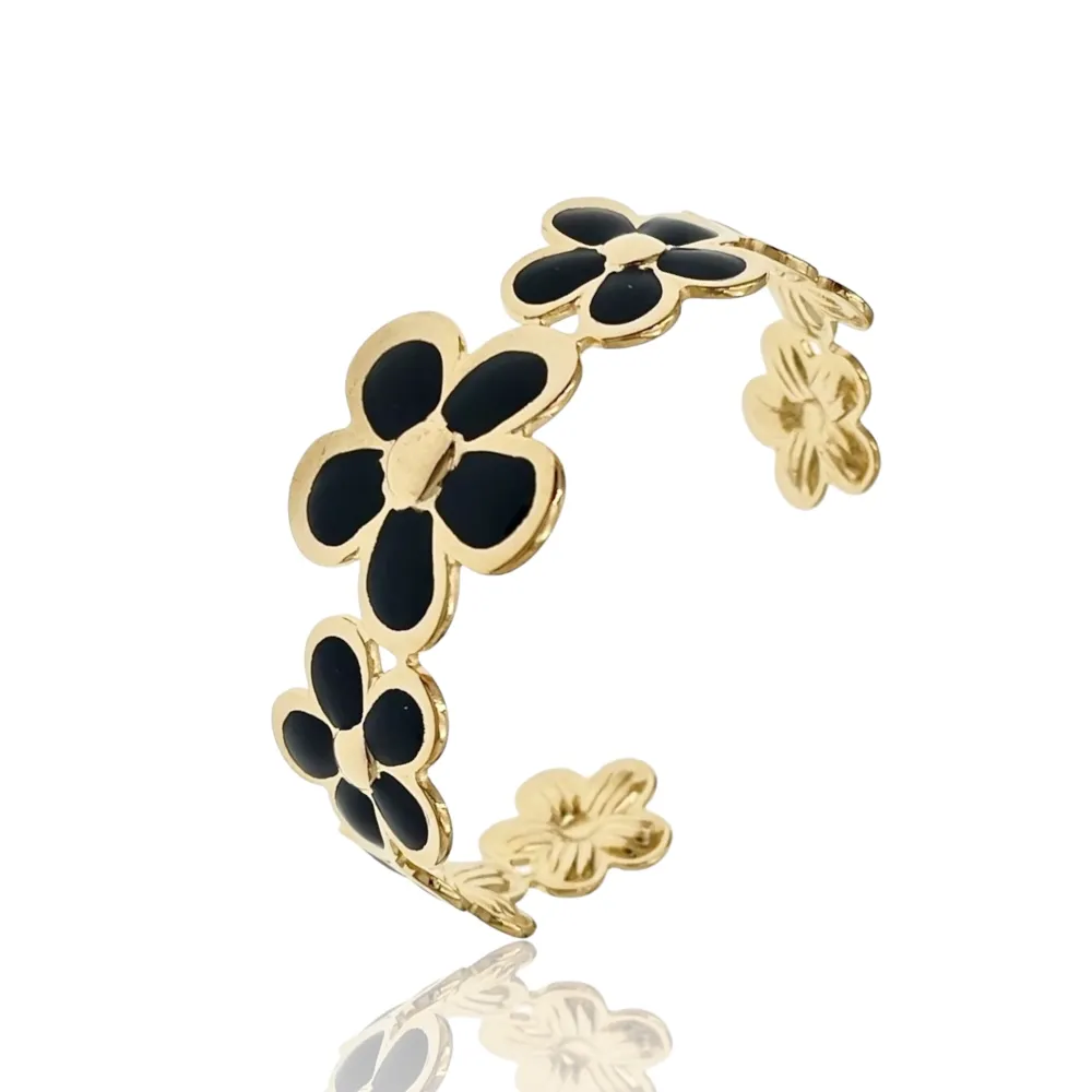 Fiore Smaltato-Bracciale Rigido in Acciaio - BAR-732-62