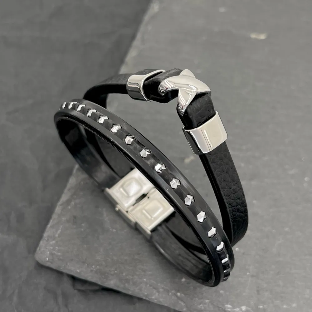 Semplice con X-Bracciale da Uomo in Acciaio - BAU-720-19