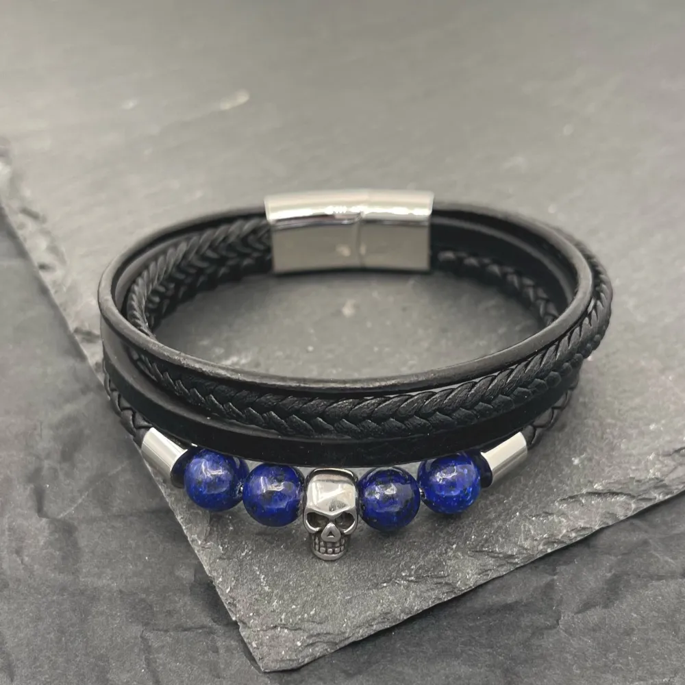 Multifili con Teschio-Bracciale da Uomo in Acciaio - BAU-720-21